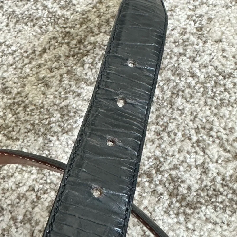 Black Textured Italian Leather Men’s Belt 44